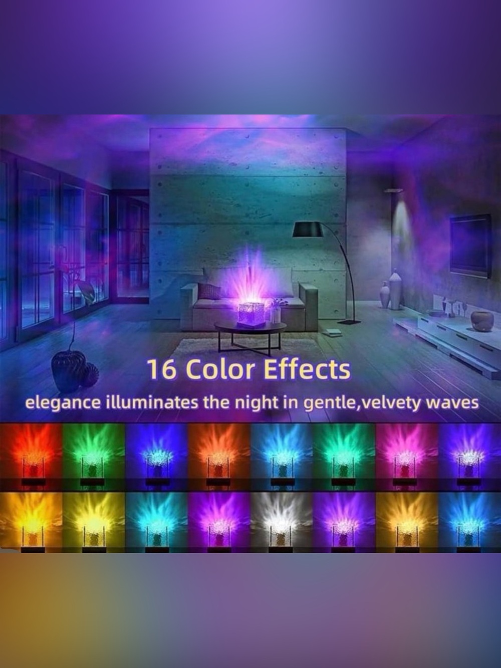 🌟 Dynamic 16-Color Water Ripple Ambient Light Cube 🌟 new - Picture 3 of 3